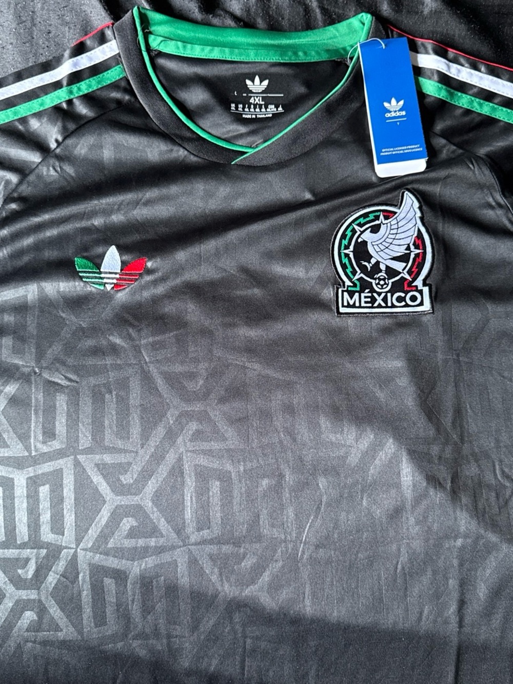 adidas Black México Men's Football Jersey with Green Trim